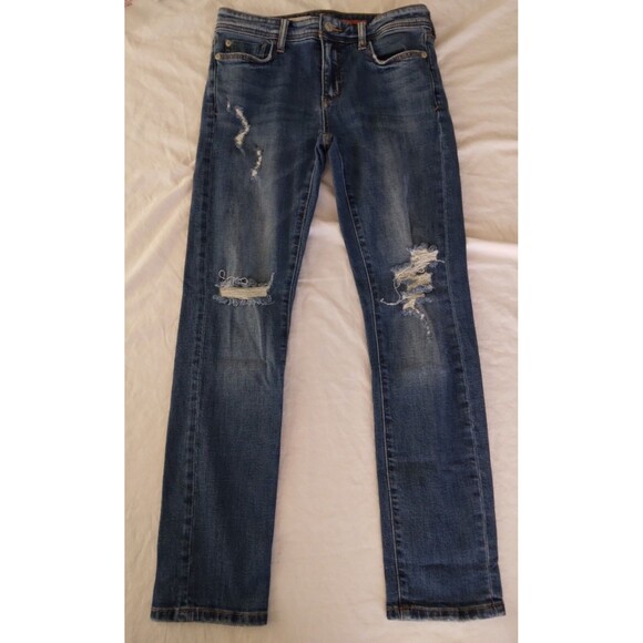 Pilcro Slim Boyfriend Crop Jeans Blue Distressed Womens Size 26 - Picture 1 of 11